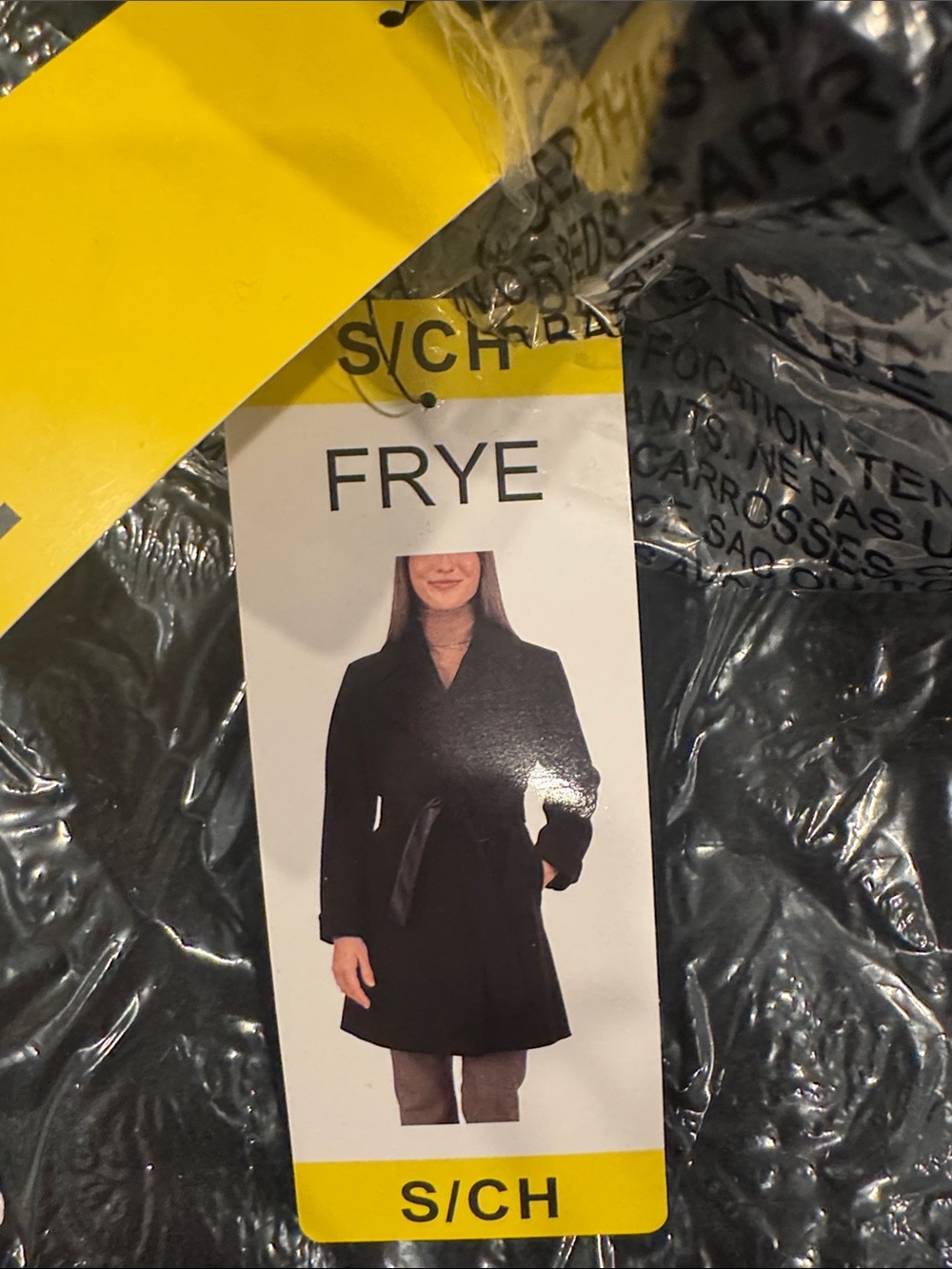 Frye Black Wrap Coat with Waist Tie
